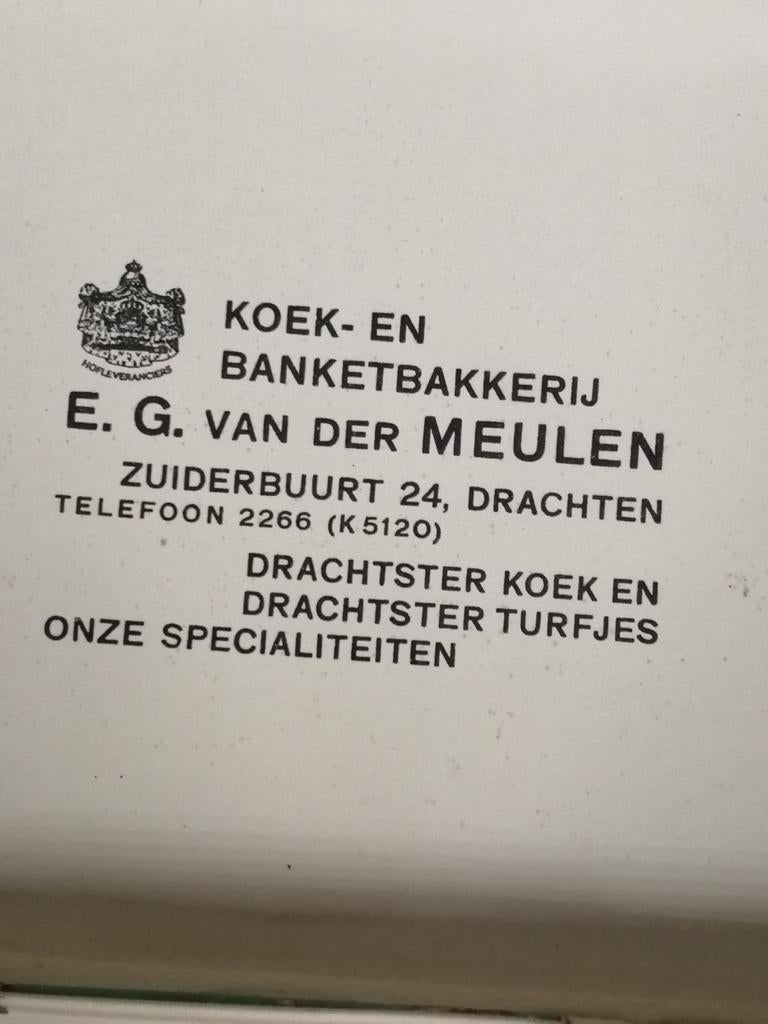 Vintage Lyceum Drachten Koektrommel Blik, Ophalen of Verzenden, Gebruikt, Koek(jes), Overige merken