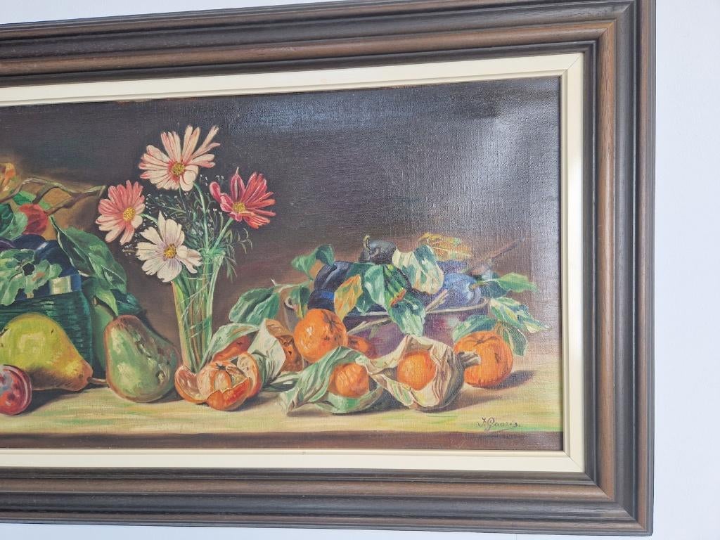 Vintage schilderij J. Gooris tafel van overvloed doek lijst, Antiek en Kunst, Kunst | Schilderijen | Klassiek, Ophalen of Verzenden