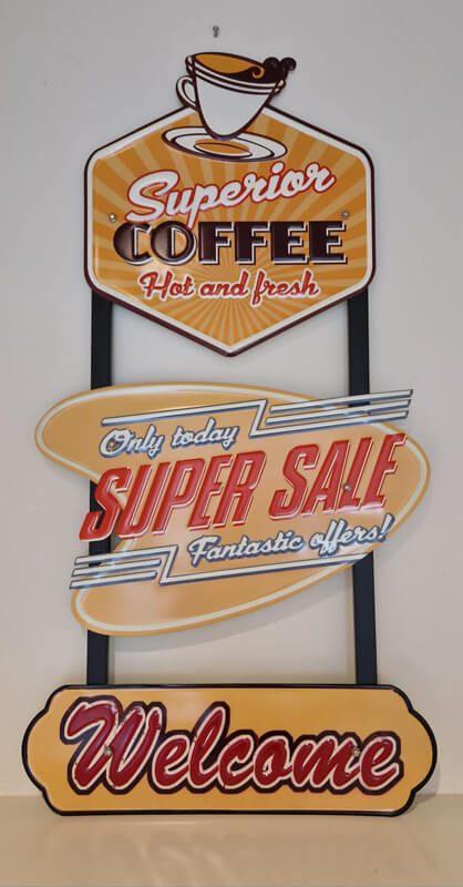 Wandbord, metaal, deco, coffee, koffie, USA,, Ophalen of Verzenden, Nieuw