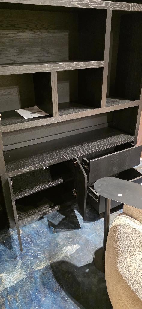 Opbergkast / Vakkenkast – Zwart - 150 cm B SHOWMODEL !, Huis en Inrichting, Kasten | Boekenkasten, Eikenhout, 200 cm of meer, Bornsestraat 31