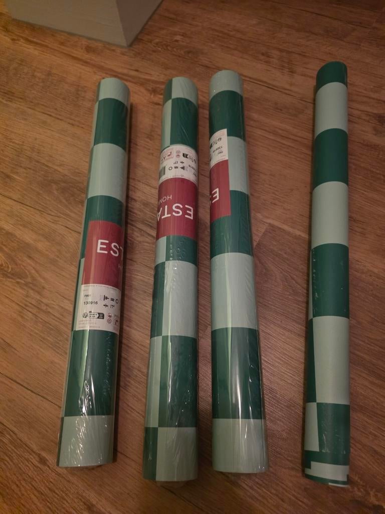 Esta Home Geblokt Behang - Groen/Wit, Ophalen of Verzenden, Minder dan 10 m², Groen, Modern