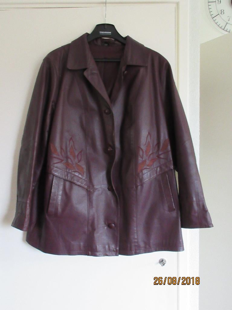 leren damesjas, Kleding | Dames, Jassen | Zomer, Zo goed als nieuw, Maat 46/48 (XL) of groter, Bruin, Ophalen