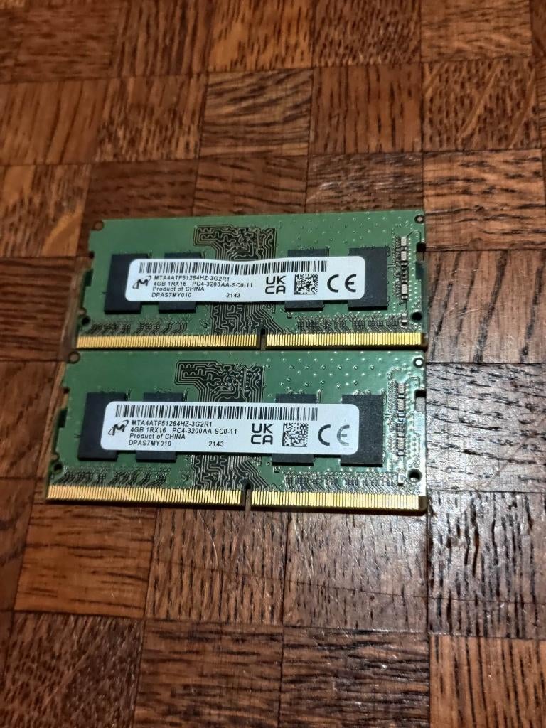 8 GB (2x4) Micron DDR4 3200 MHz SoDimm geheugen, Gebruikt, DDR4, Ophalen of Verzenden, Laptop