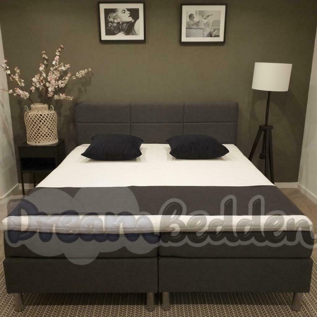 Boxspring Amsterdam grijs, Ophalen of Verzenden, Nieuw, Grijs, Modern