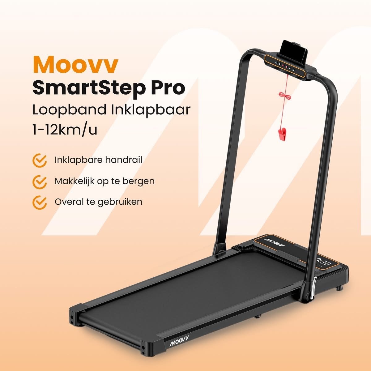 Moovv SmartStep Pro V2 Loopband Inklapbaar 1-12 km/u Nieuw, Sport en Fitness, Ophalen, Nieuw, Benen, Loopband