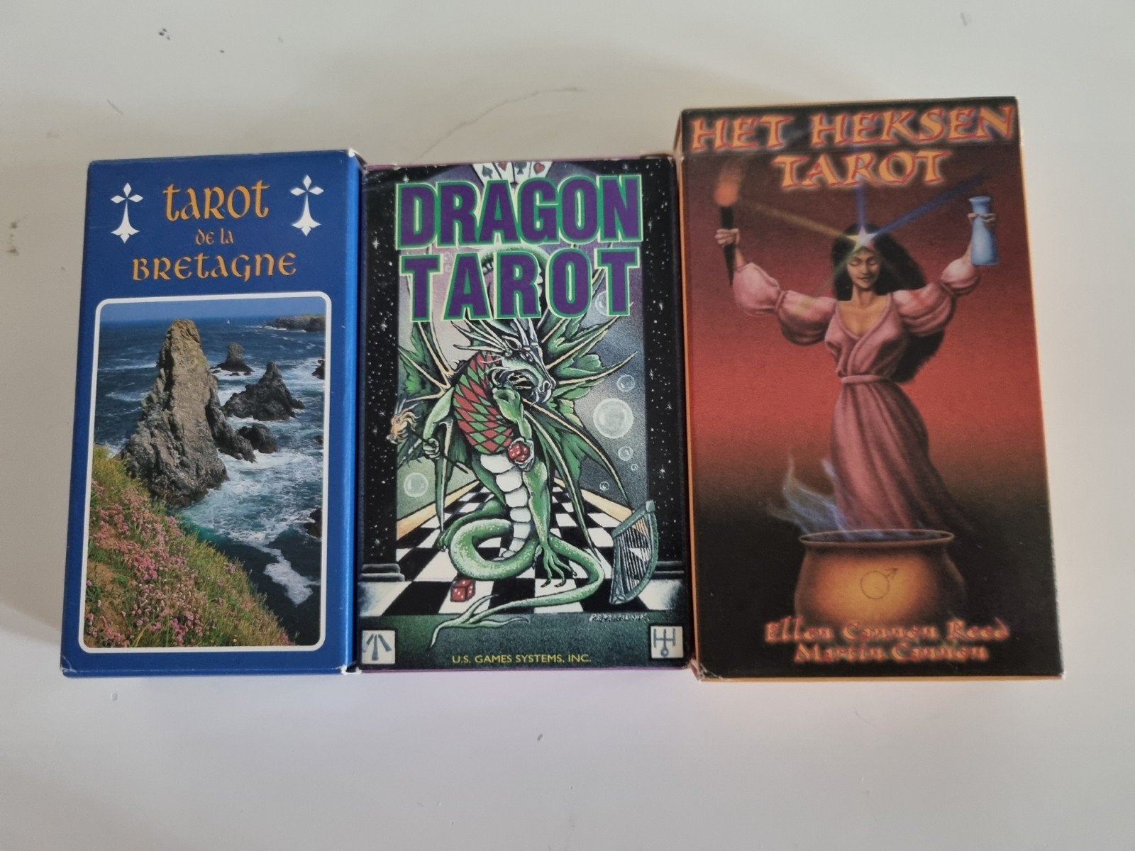 3 Tarotdecks: Heksen, Draken & Bretagne Tarot, Ophalen, Zo goed als nieuw