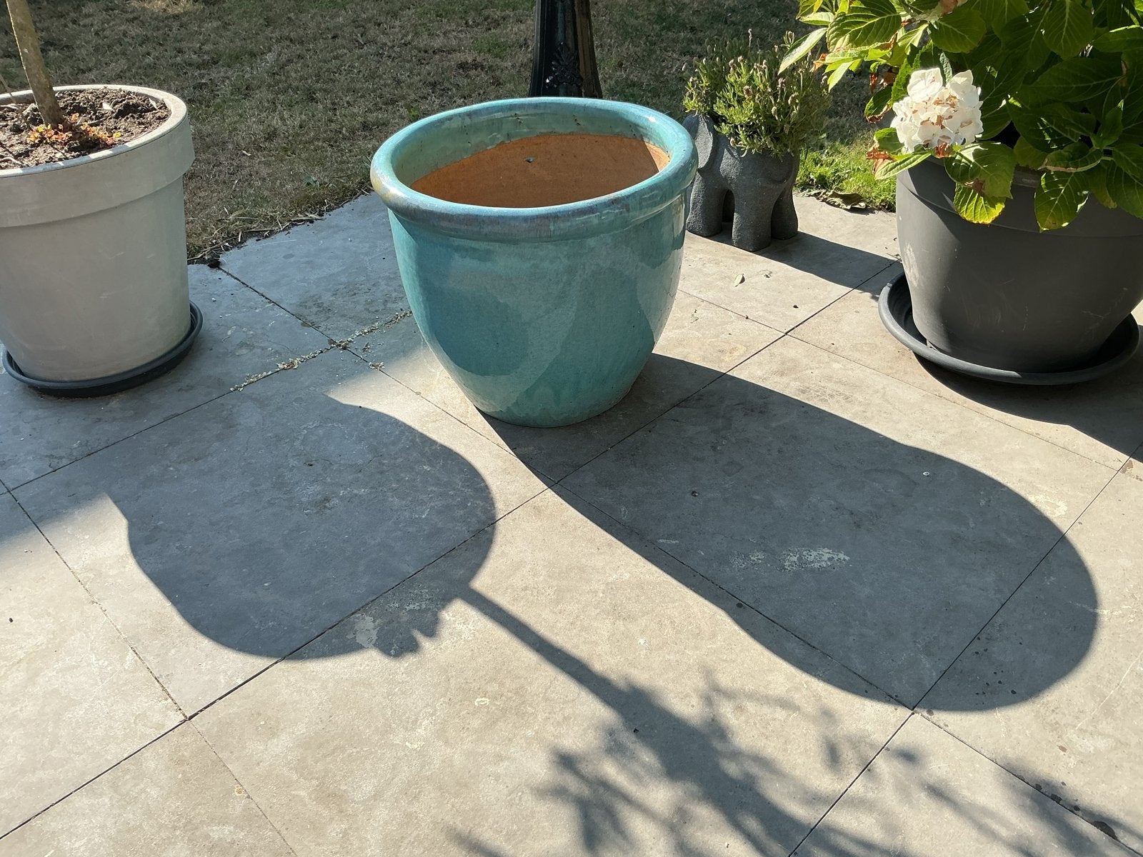 Grote turquoise bloempot voor binnen of buiten, Tuin en Terras, Bloempotten, Ophalen, Gebruikt, 40 cm of meer, Rond
