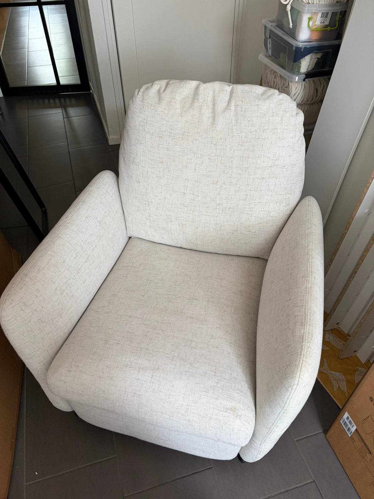 Relaxfauteuil Ekolsund (Ikea) - met linnen hoes (Comfortly), Eenpersoons, 75 tot 100 cm, Ophalen of Verzenden, Zo goed als nieuw
