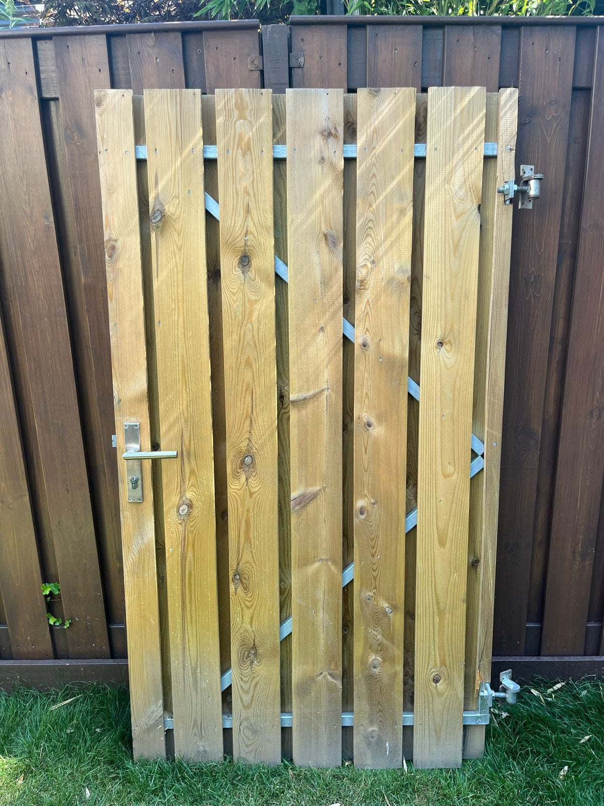 Houten tuinpoort met hang- en sluitwerk, Ophalen, Met poort, Nieuw, Tuinhek