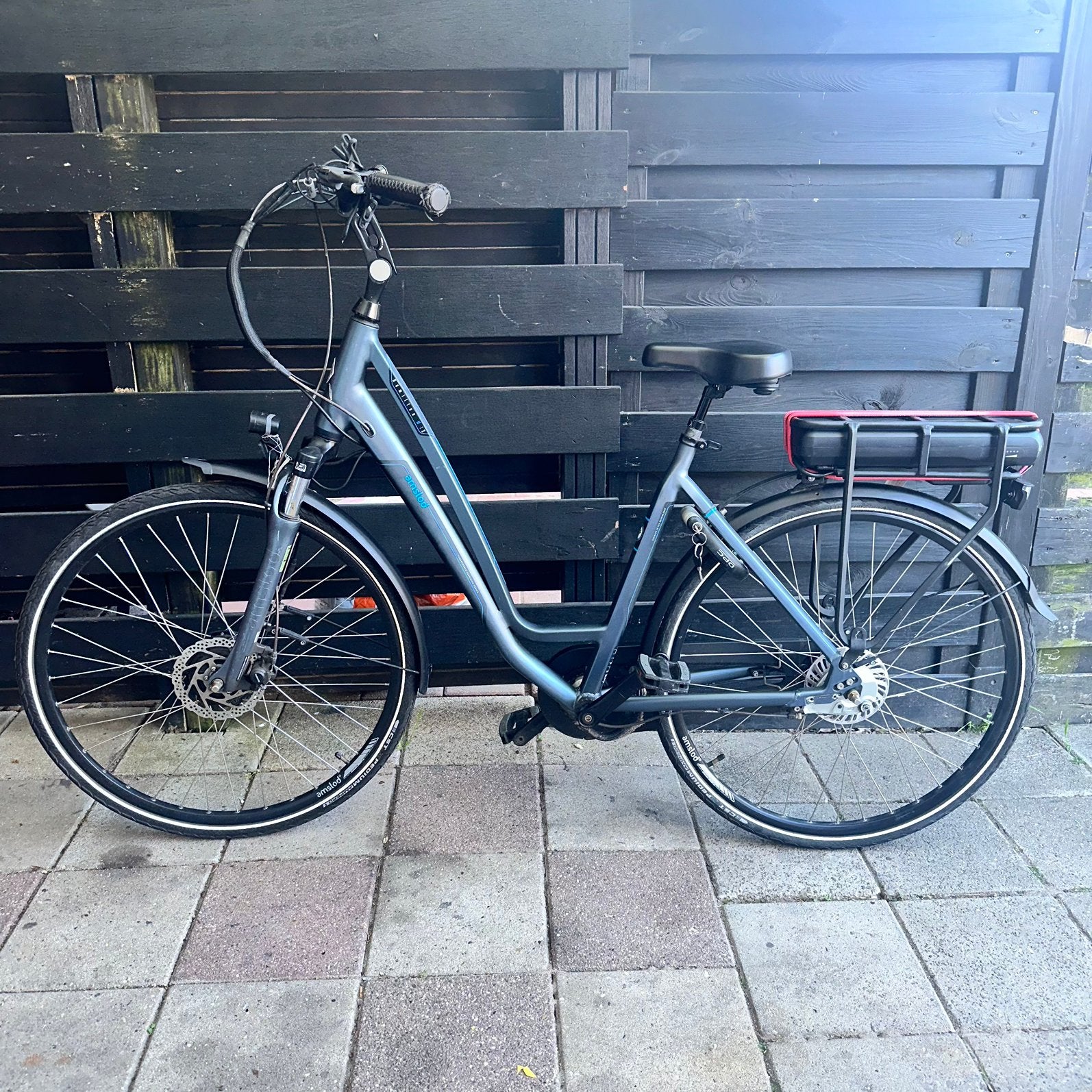 Amslod E-bike Blauw 25 km/u, Ophalen, Zo goed als nieuw, Minder dan 10 versnellingen, Overige merken
