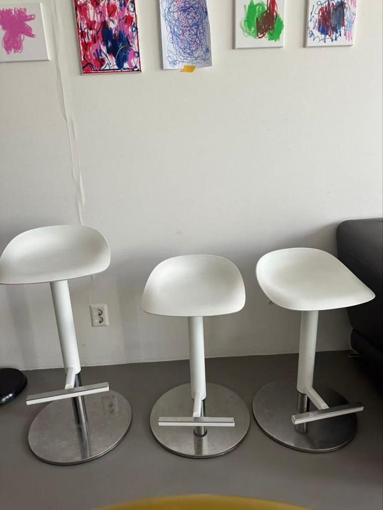 3 IKEA GLENN barkrukken, Janinge wit, in hoogte verstelbaar, Ophalen