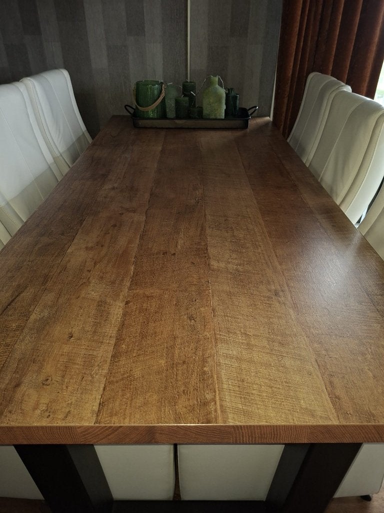 industriele Eettafel lamulux, Huis en Inrichting, 50 tot 100 cm, Zo goed als nieuw, Vijf personen of meer, 150 tot 200 cm