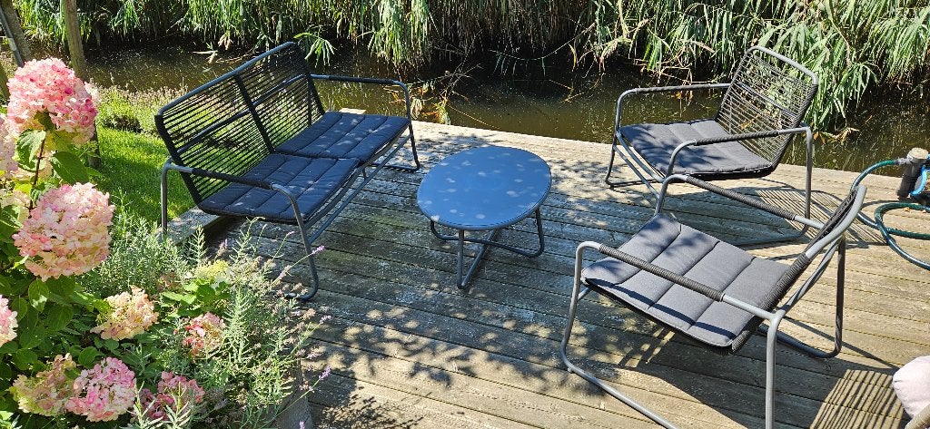 Loungeset 4-delig rope antraciet incl zitkussentjes, Ophalen, Overige materialen, Gebruikt, Bank