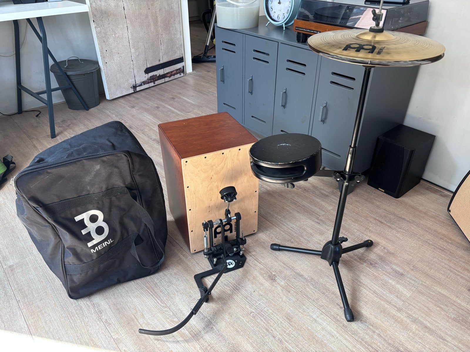 Meinl Cajon Set met Hi-Hat en Tas - goede staat, Ophalen of Verzenden, Zo goed als nieuw, Overige merken