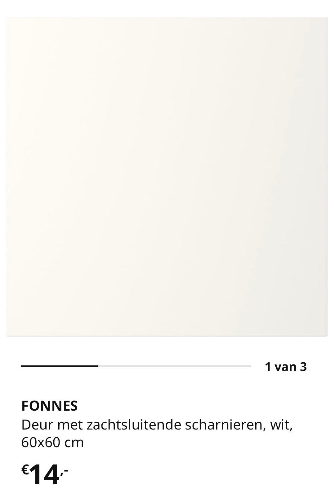 Ikea Fonnes deur wit 60x60 met scharnieren Hjalpa, Ophalen, Overige materialen, Gebruikt, 50 tot 100 cm