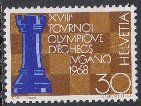 Zwitserland 1968 872 Olympiade Schaken, Postfris, Ophalen of Verzenden, Postfris