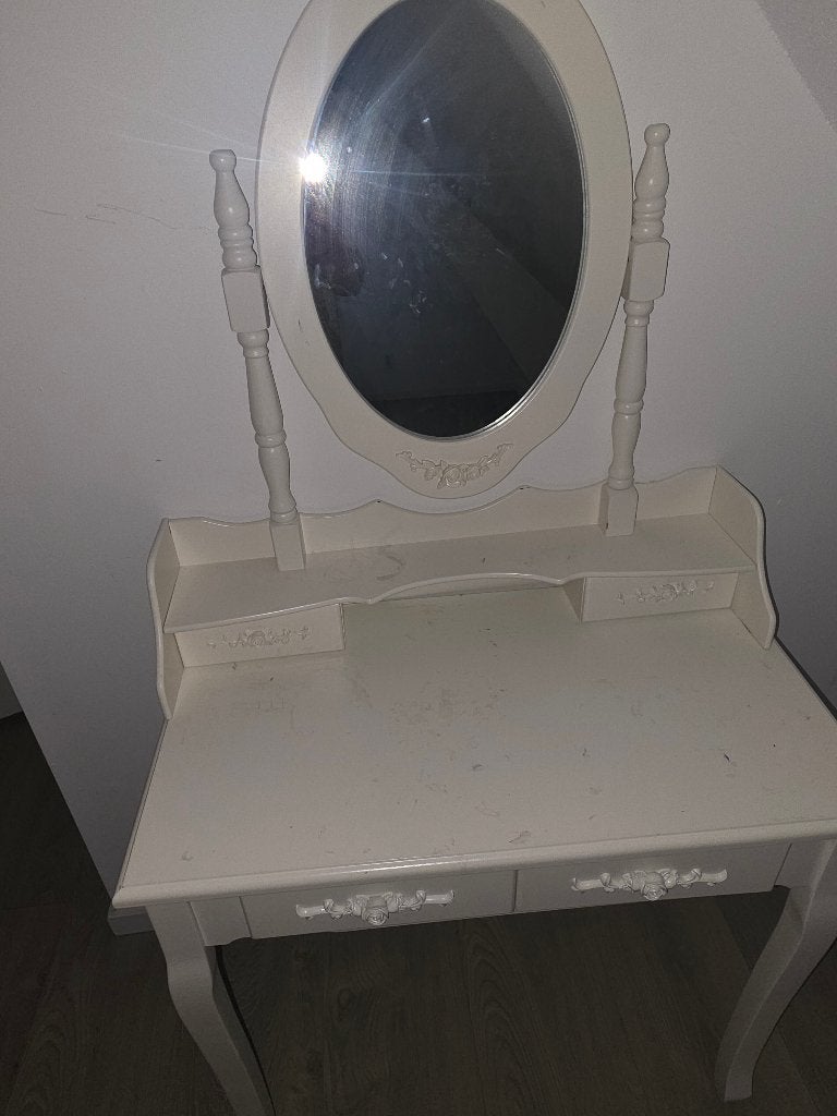 Vintage kaptafel met spiegel, Ophalen, Gebruikt, 65 cm of meer, 70 cm of meer