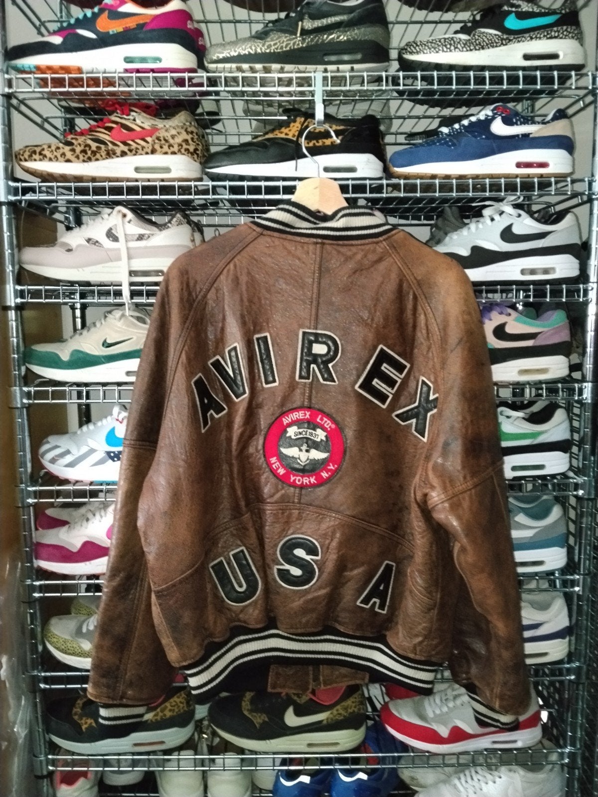 Vintage Avirex USA Leren Varsity Baseball Jas Maat M/S, Maat 48/50 (M), Ophalen of Verzenden, Gedragen, Avirex