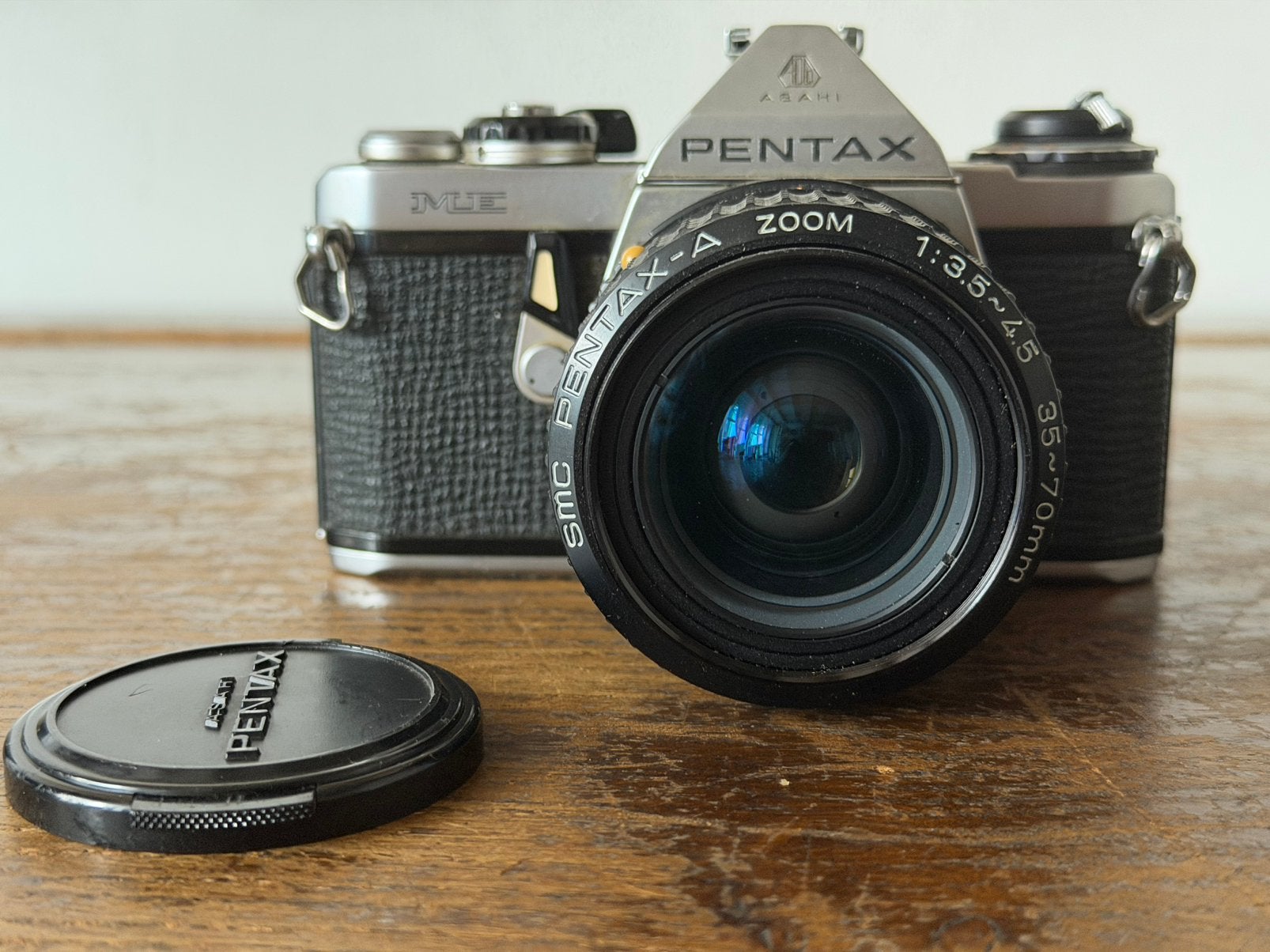 Pentax ME met A  3.5 4.5 mm 35-70 mm, Audio, Tv en Foto, Ophalen of Verzenden, Zo goed als nieuw, Spiegelreflex, Pentax