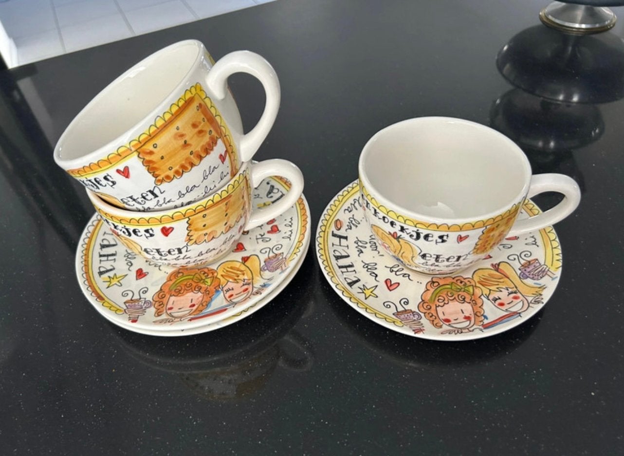 TE KOOP: BLOND compleet - 3x soep-/theekom & schotel, Huis en Inrichting, Keuken | Servies, Ophalen of Verzenden, Zo goed als nieuw