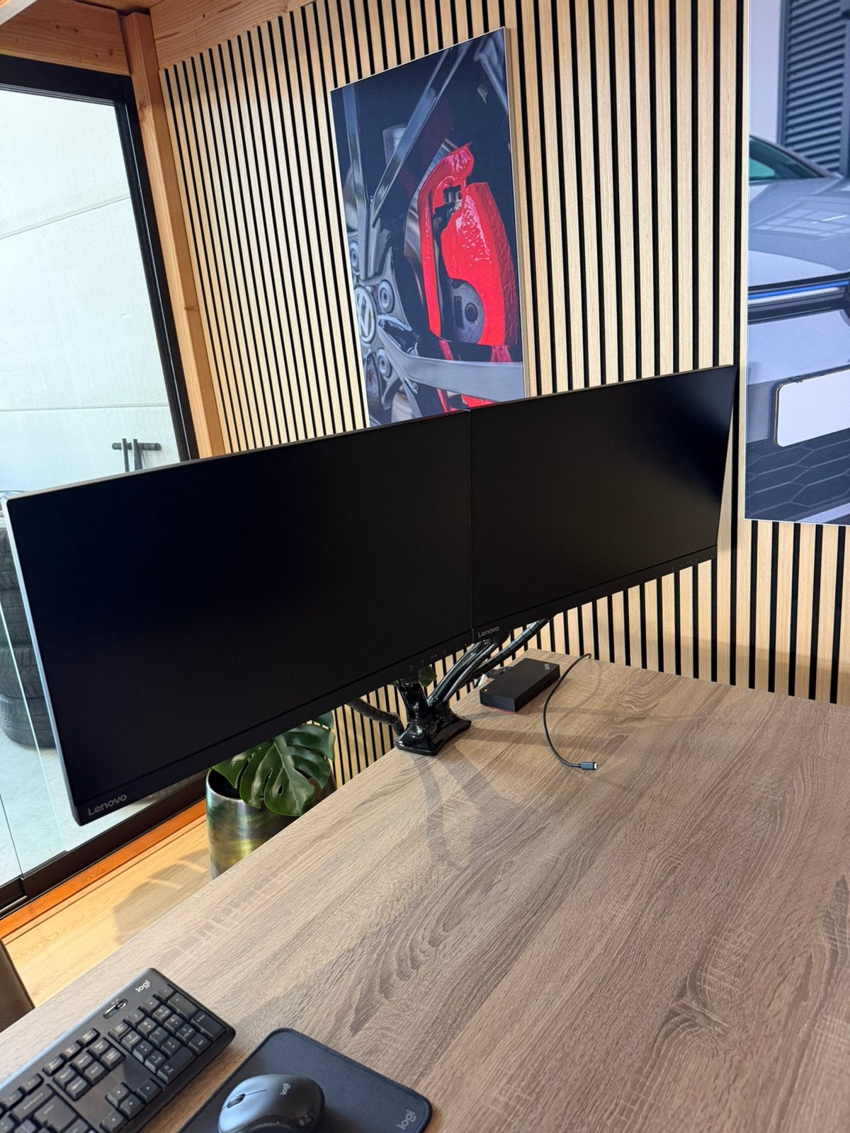 Thuiswerk plek - Lenovo dubbele schermen dockingstation, Ophalen, IPS, Full HD, Zo goed als nieuw