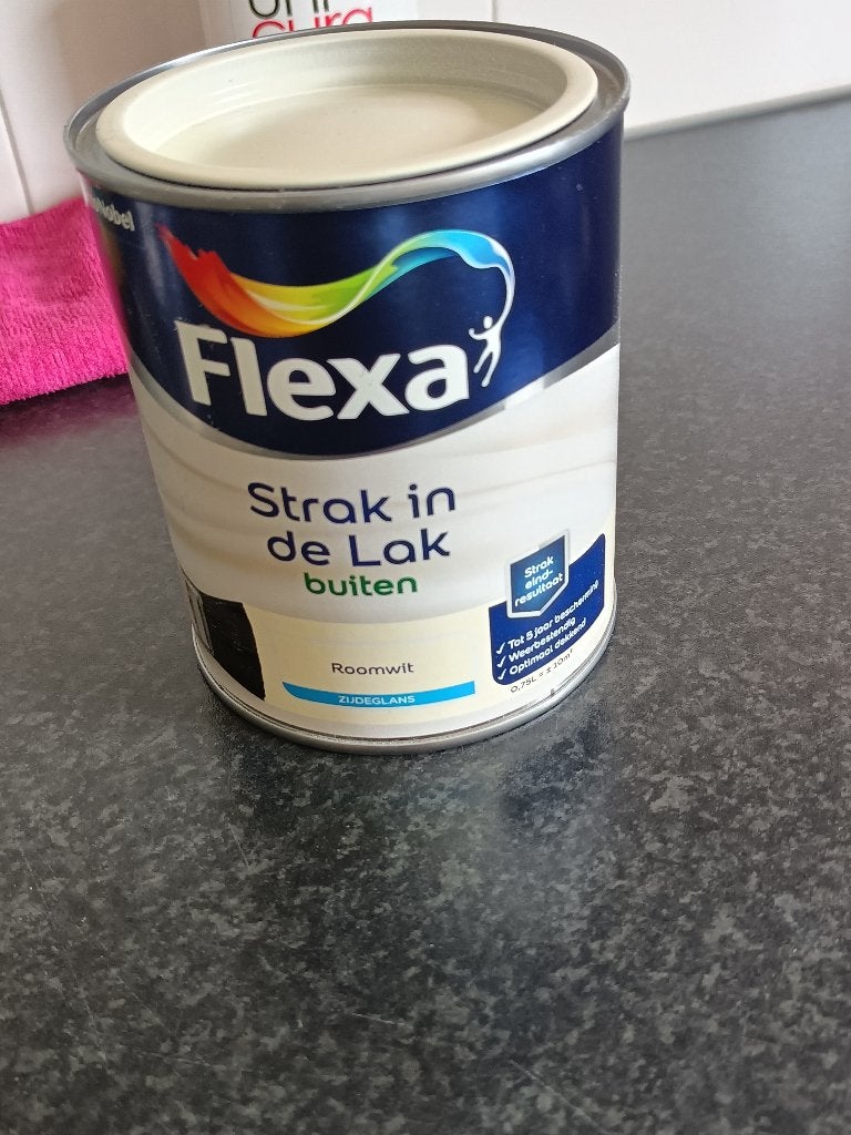 Te koop 4 potten lakverf op terpentine basis Flexa 0,75l €70, Ophalen, Overige kleuren, Nieuw, Lak