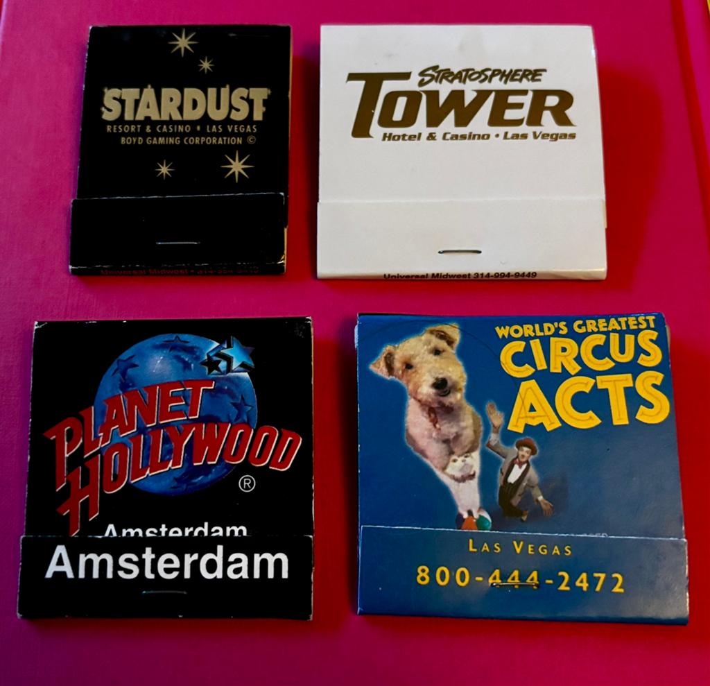 Vintage luciferdoosjes Las Vegas & Amsterdam - Set, Ophalen of Verzenden, Gebruikt, Luciferdoosjes of -merken