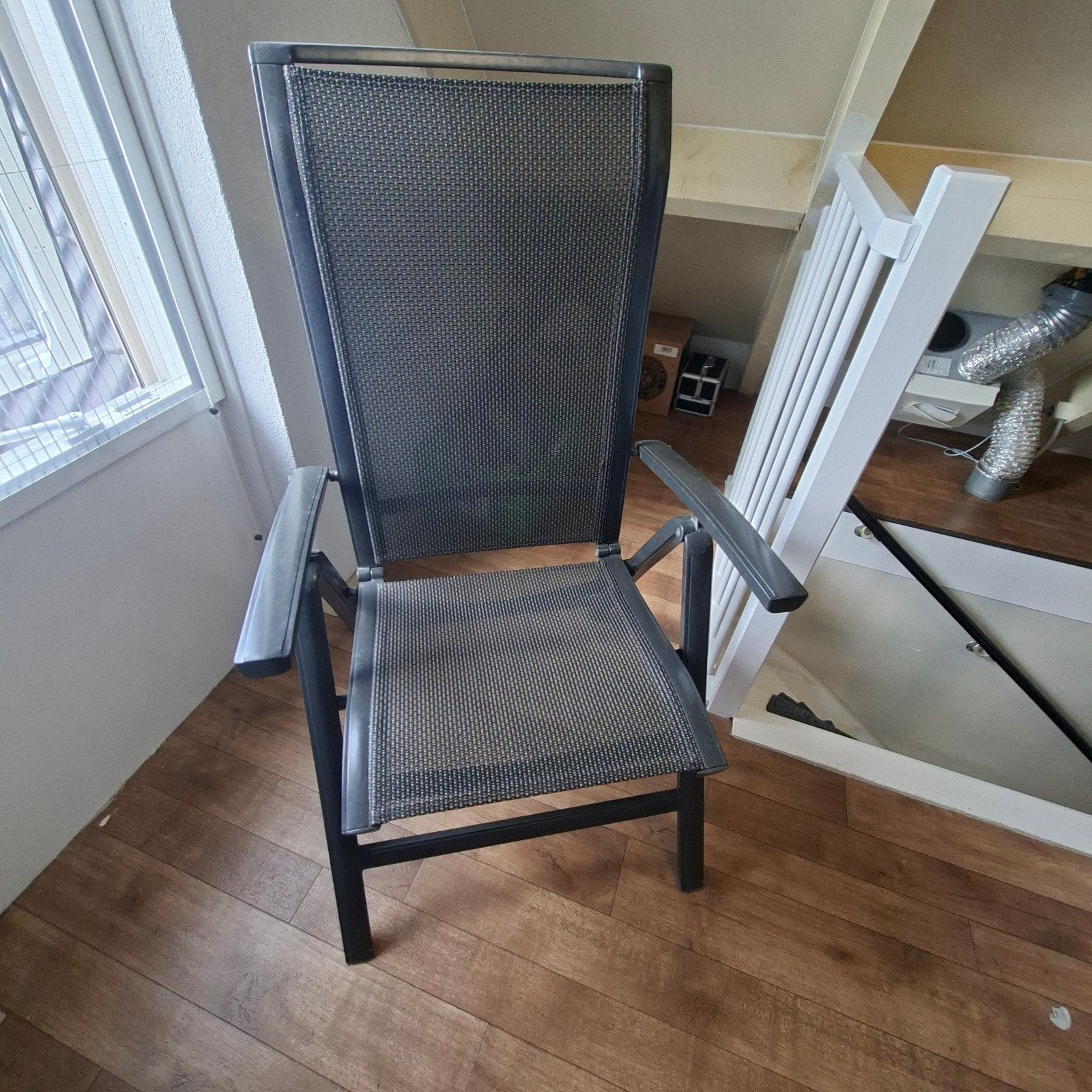 Verstelbare tuinstoelen 4 stuks - Antraciet textileen, Ophalen, Gebruikt, Textileen, Verstelbaar