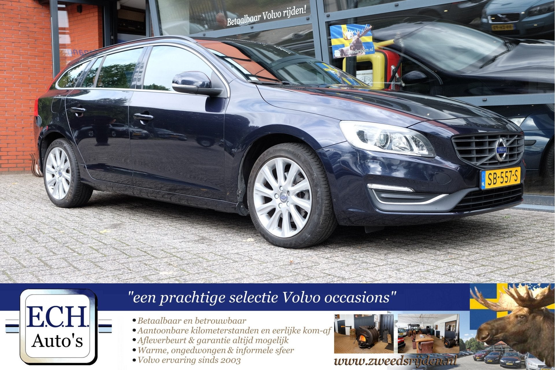 Volvo V60 2.0 D4 190 pk Aut. Nordic+ Stuurwielverwarming, St, Blauw, Leder en Stof, 23 km/l, Diesel