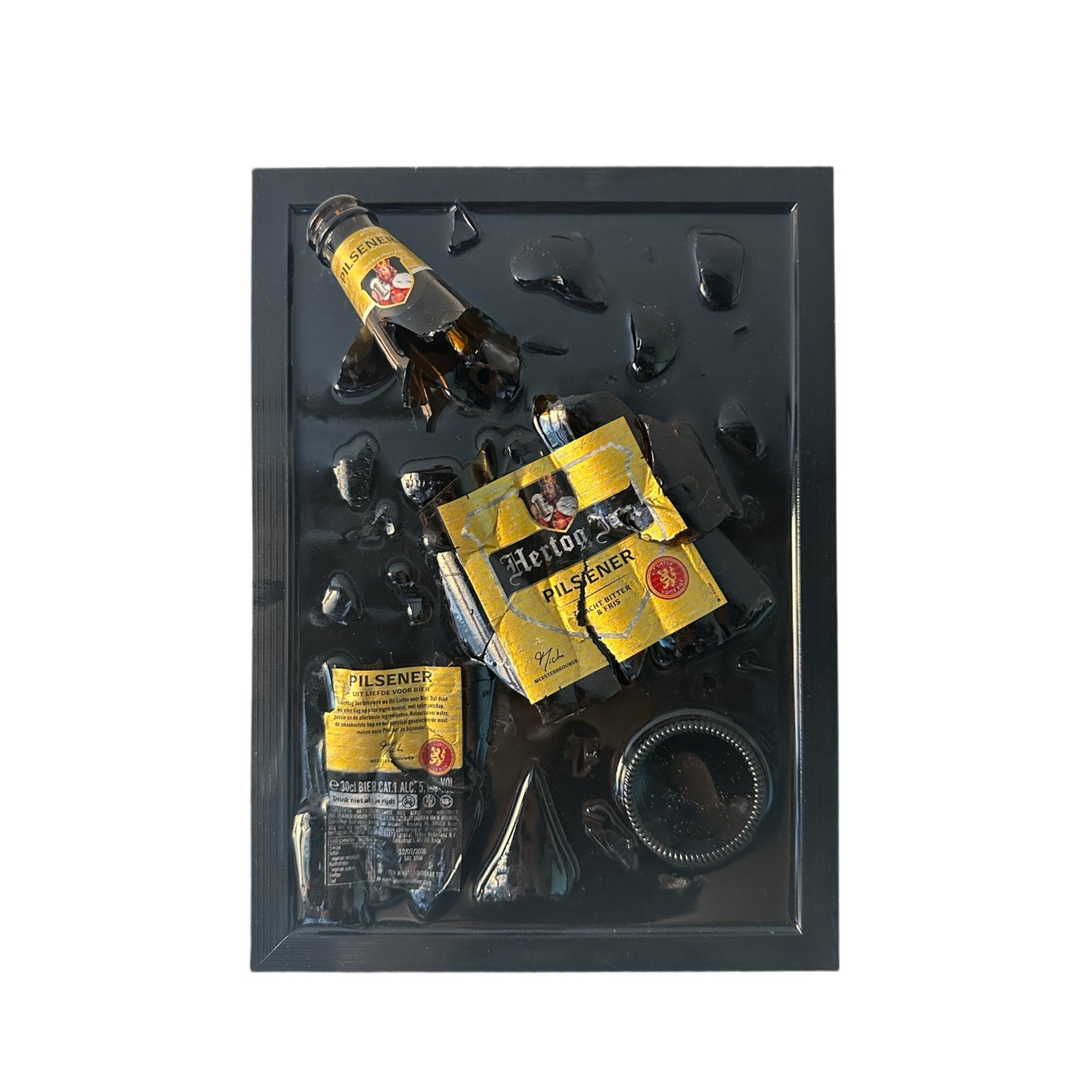 Hertog jan 3 broken bottle schilderij, Antiek en Kunst, Ophalen of Verzenden