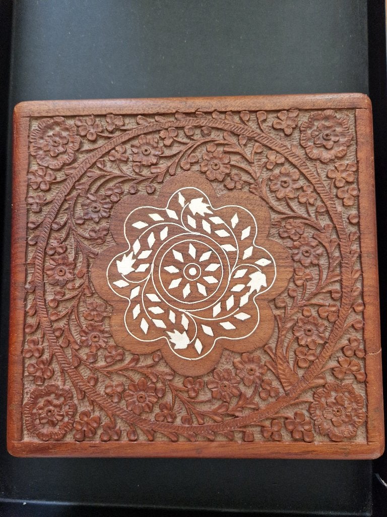 Houten sieradendoos 20x19x7cm vintage, Antiek en Kunst, Verzenden