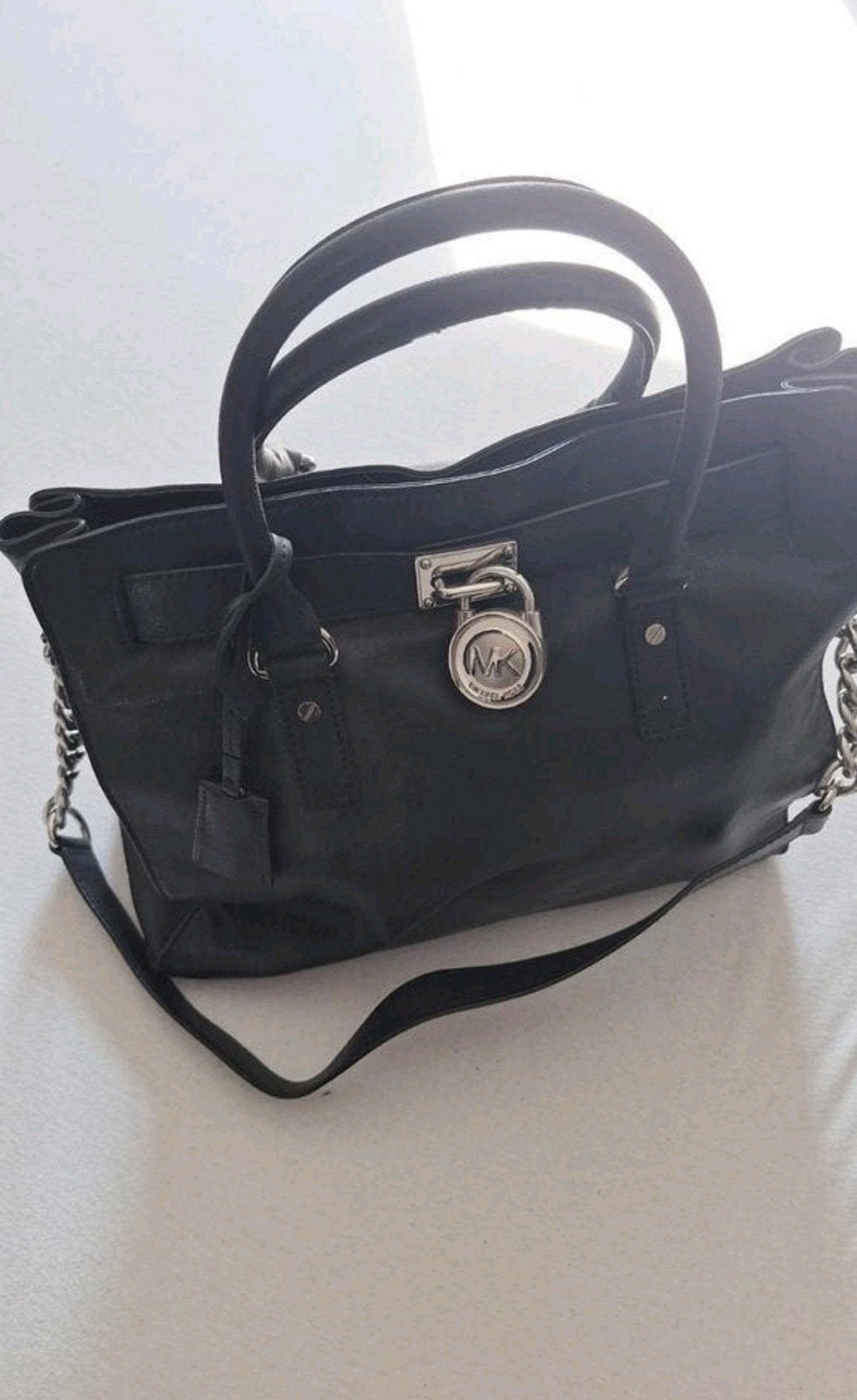 Michael Kors Hamilton Tote Tas Zwart Leer - Nieuwstaat, Ophalen of Verzenden, Zo goed als nieuw, Zwart, Handtas