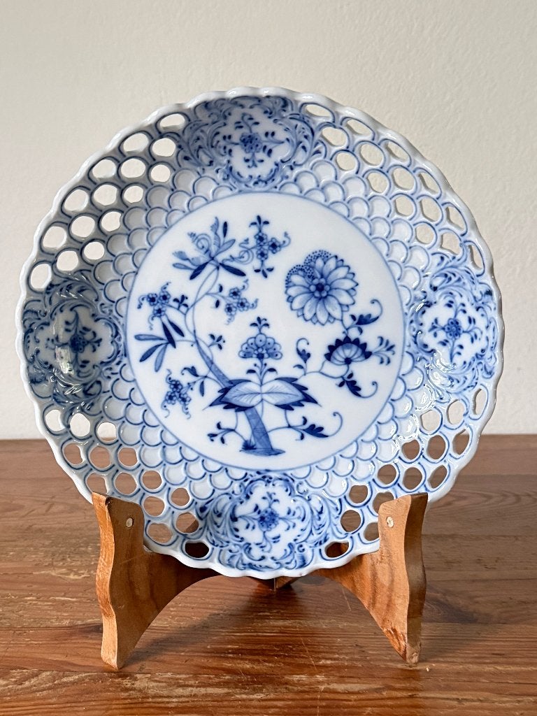 Antieke Carl Teichert Meissen fruitschaal – Zwiebelmuster, Ophalen of Verzenden
