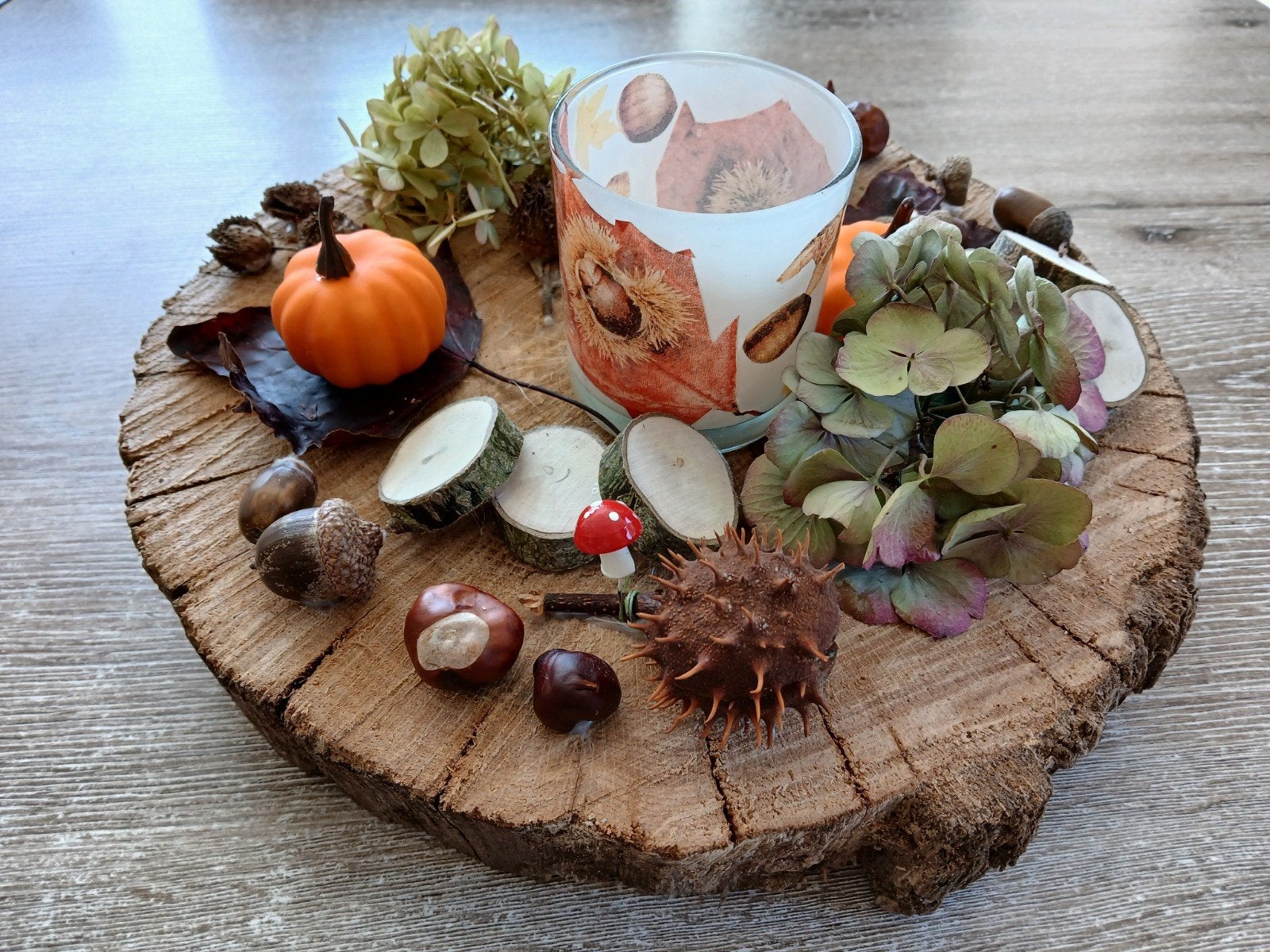 herfststuk  op boomschijf, 30 cm, Ophalen