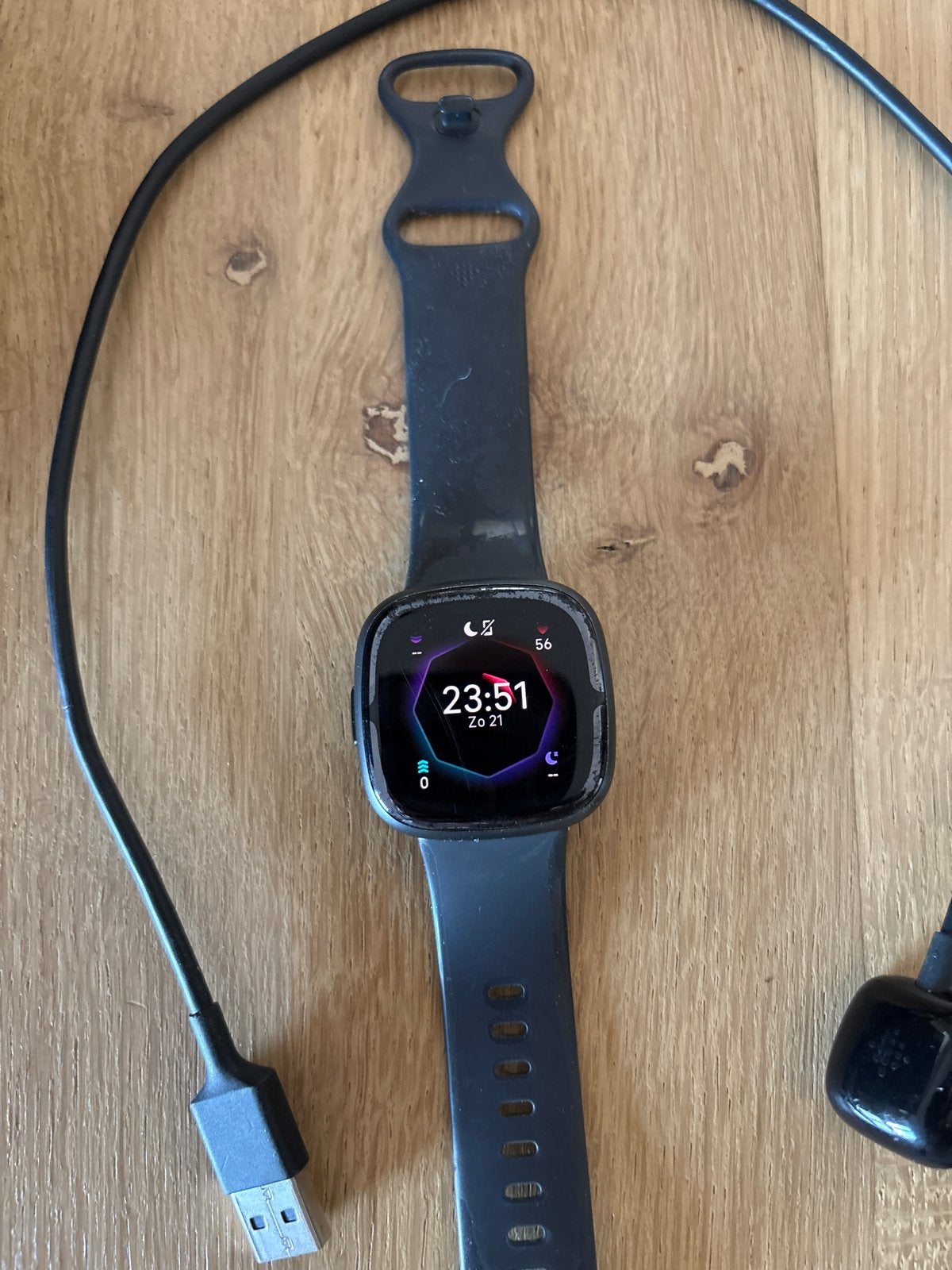 Fitbit Sense smartwatch met oplaadkabel, Ophalen, Gebruikt, Hartslag, Waterdicht