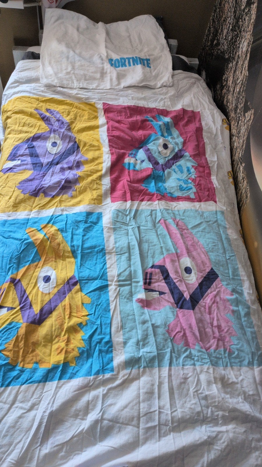 2 x Fortnite Dekbedovertrek Eenpersoons - Llama Design, Gebruikt, Eenpersoons, Meerkleurig, Dekbedovertrek