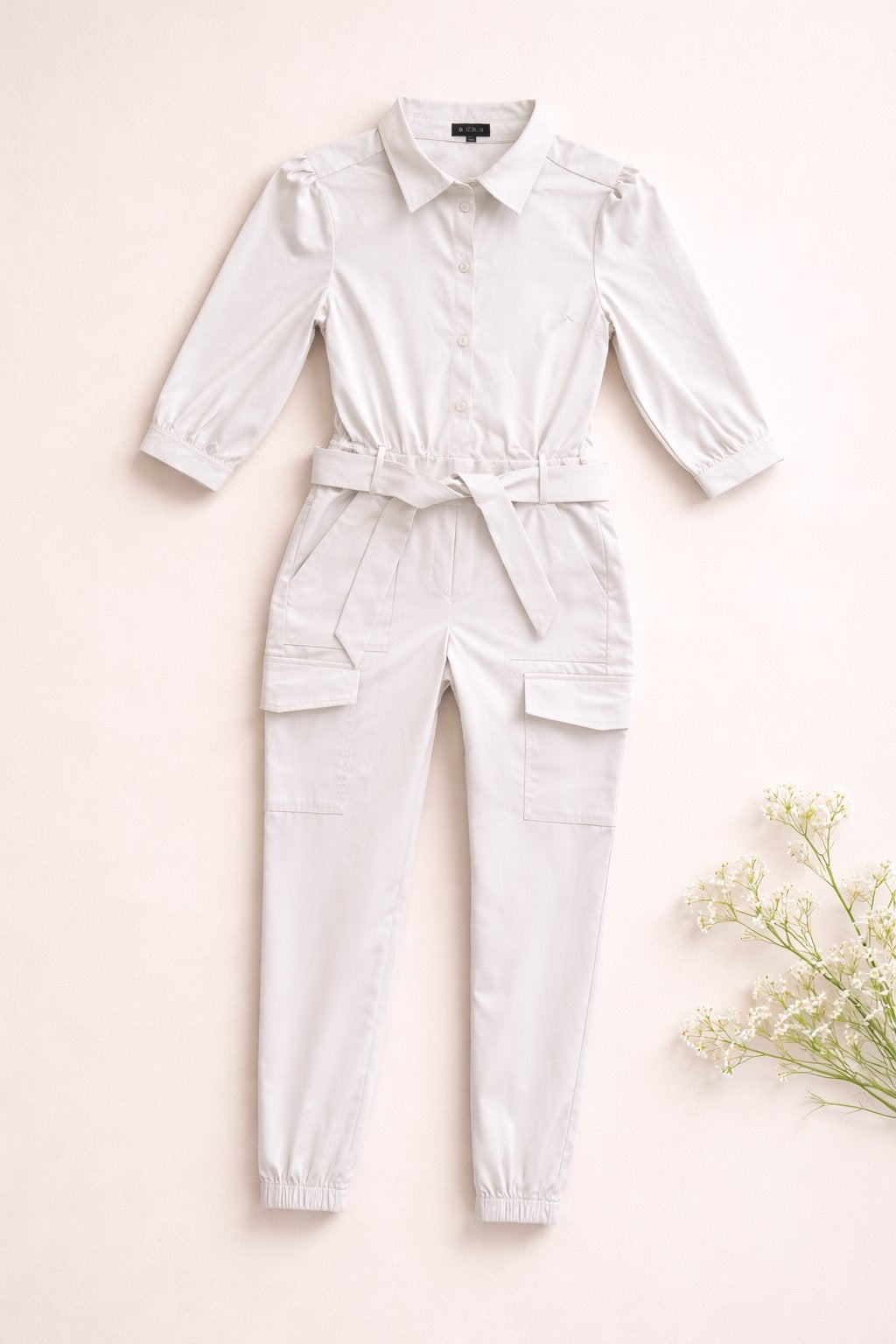 Mi Piace travelstof jumpsuit maat: XS of S cargo model Kit, Ophalen of Verzenden, Nieuw, Maat 36 (S), Beige