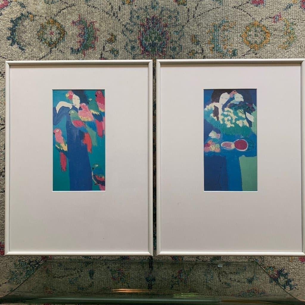 Set van 2 kunstdrukken van Walasse Ting compleet & ingelijst, Antiek en Kunst, Ophalen of Verzenden, Portret en Figuren, Lithografie