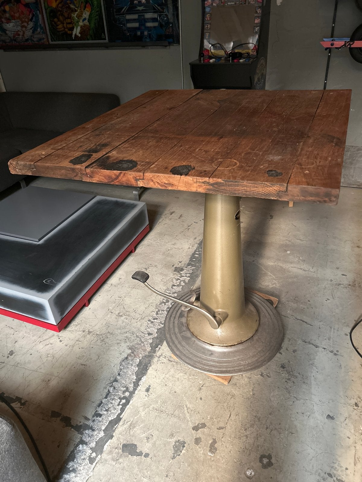 Vintage Tekentafel Onderstel met Houten Blad - Verstelbaar, Antiek en Kunst, Ophalen