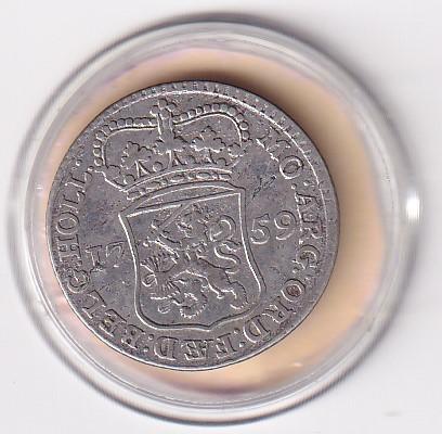 Holland 1/4 Gulden 1759, Vóór koninkrijk, Verzenden, Zilver, 25 cent
