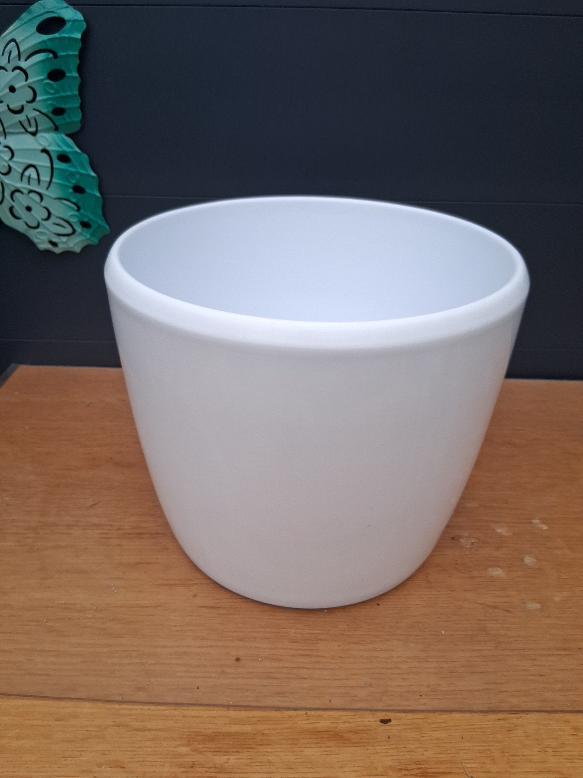 Witte bloempot - Zo goed als nieuw, Tuin en Terras, Rond, Zo goed als nieuw, Minder dan 40 cm, Binnen