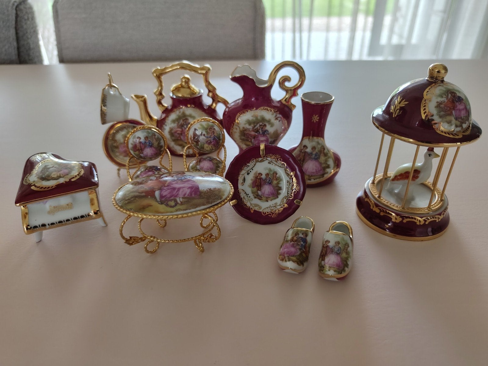 Limoges Miniatuur porseleinen theeservies en decoratieset, Antiek en Kunst, Ophalen of Verzenden