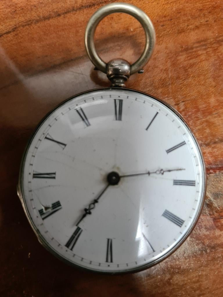 Horloge antiek, Sieraden, Tassen en Uiterlijk, Horloges | Antiek, Zakhorloge, Staal, 1900 tot 1930, Met ketting