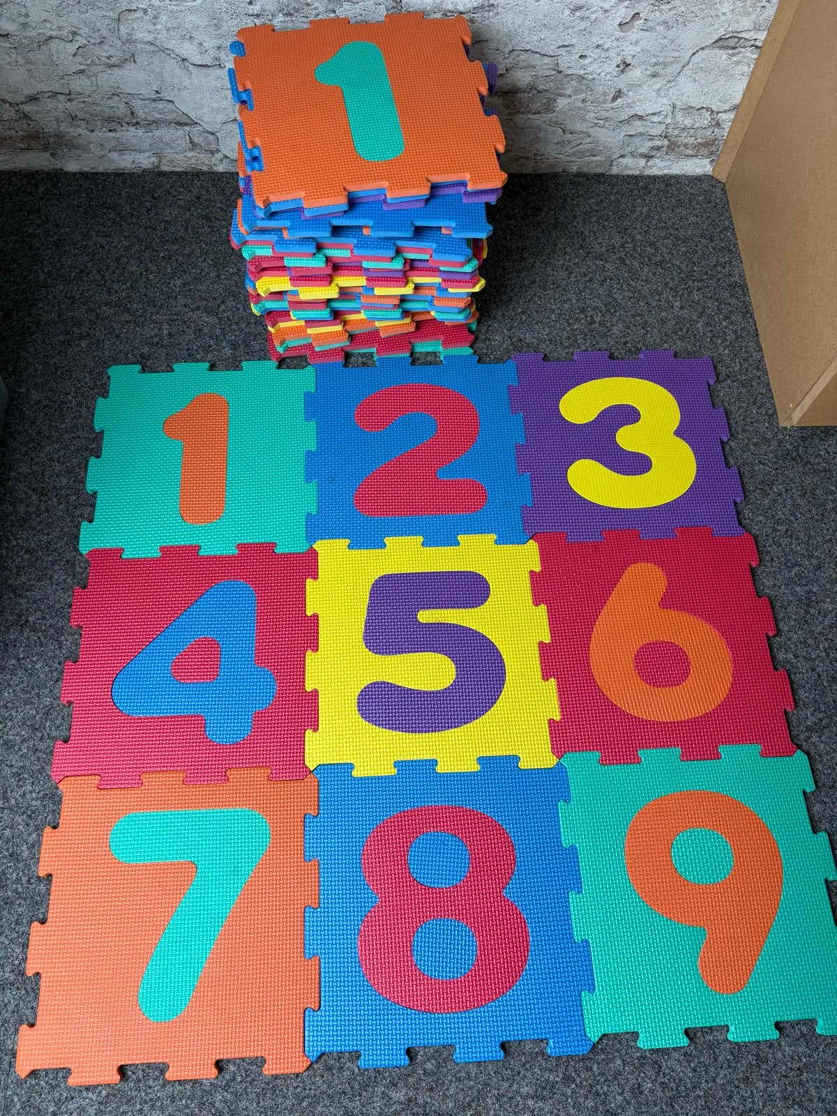Foam puzzelmat cijfers (4 sets van 9 stuks), Ophalen of Verzenden, Gebruikt, Speelkleed