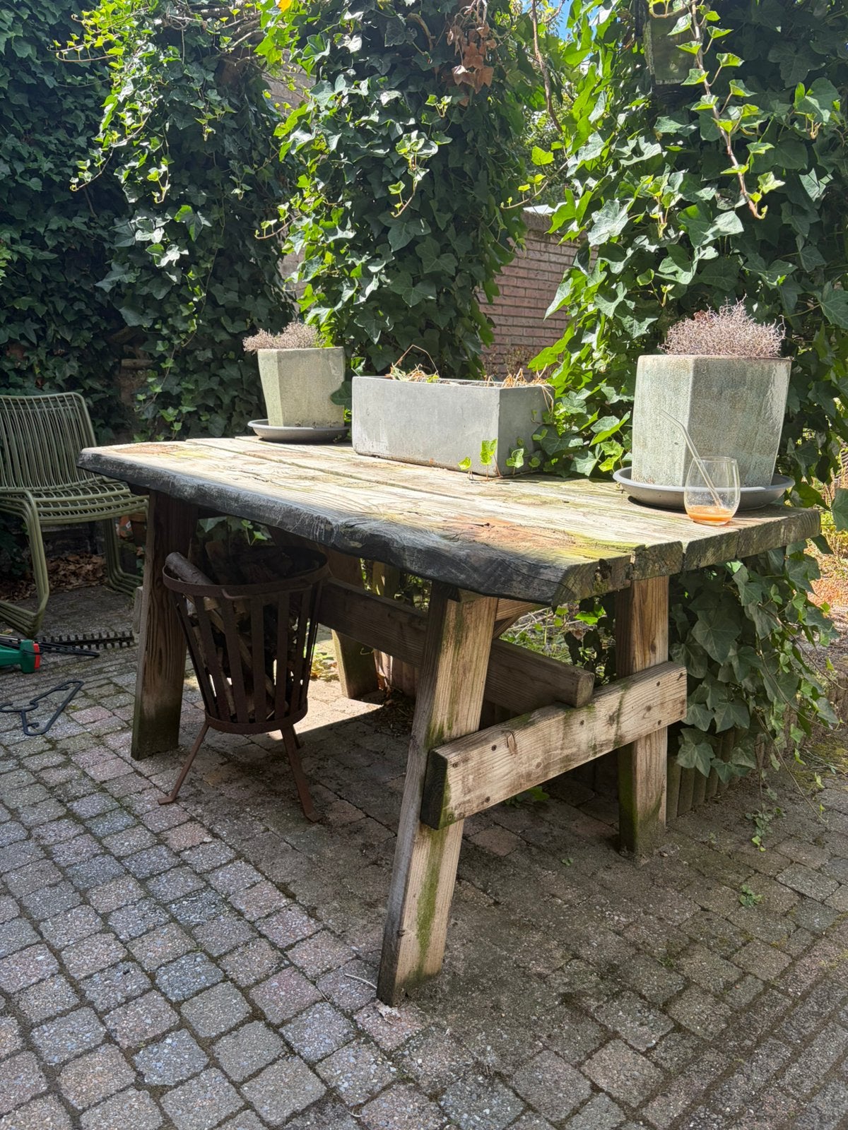 Vintage tuintafel, vandaag GRATIS ophalen!, Tuin en Terras, Tuintafels, Ophalen, Zo goed als nieuw, Rechthoekig, Hout