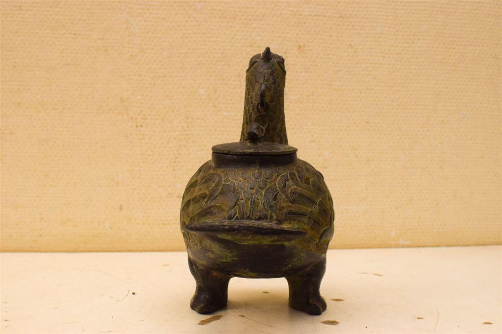 Antiek Chinees bronzen Dynastie vogels z\'n pot kruik 49487, Ophalen of Verzenden, Gebruikt