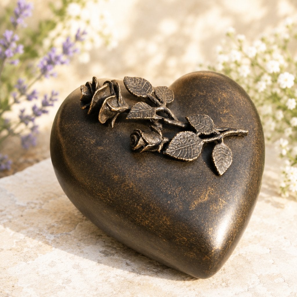 Grote BRONZEN URN / grafdecoratie / ROZEN