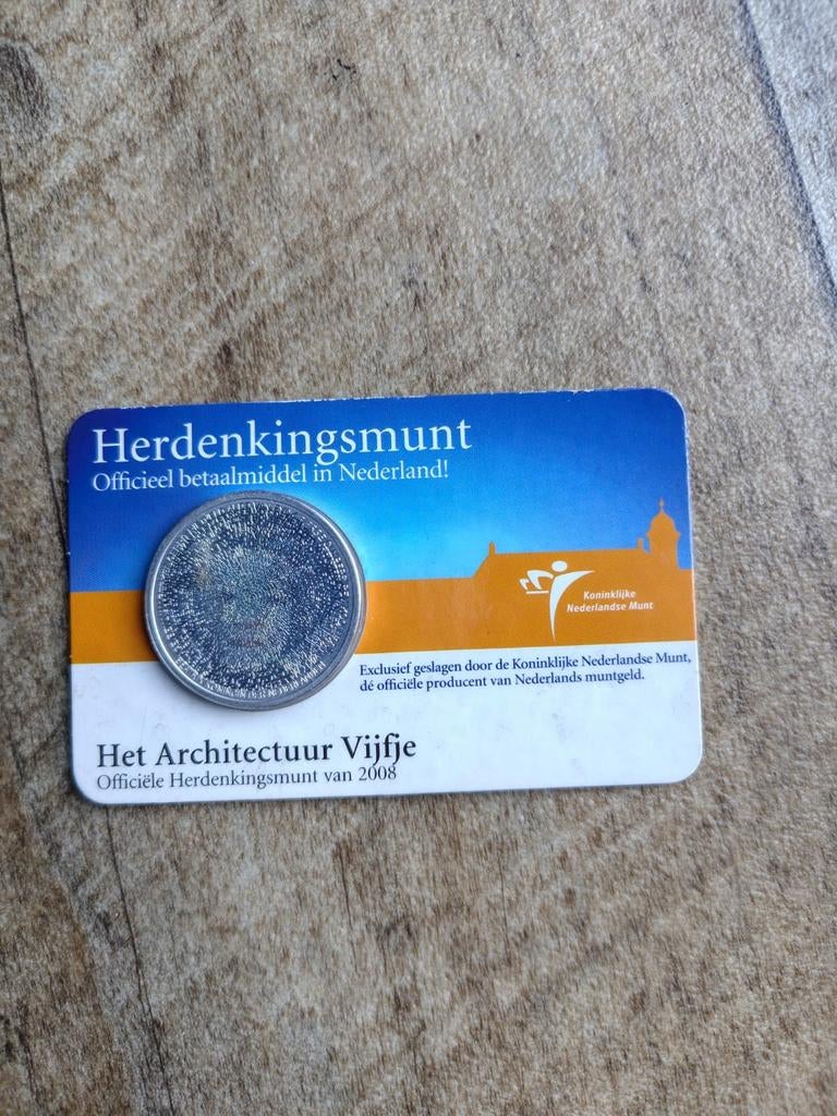 Het Architectuur Vijfje - Officiële Herdenkingsmunt 2008, Ophalen of Verzenden, Koningin Beatrix, Overige waardes, Losse munt