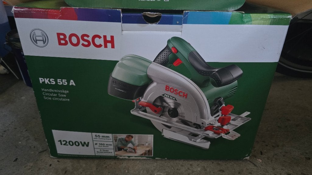 Bosch PKS 55 A 1200W – cirkelzaag, Cirkelzaag, Ophalen of Verzenden, Zo goed als nieuw, 30 tot 70 mm