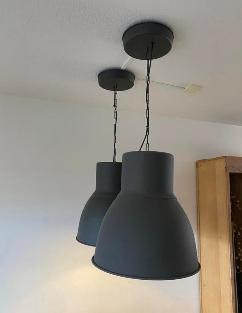 Ikea hektar industrieel 2x grote lamp, Huis en Inrichting, Lampen | Hanglampen, Ophalen, Zo goed als nieuw, Minder dan 50 cm